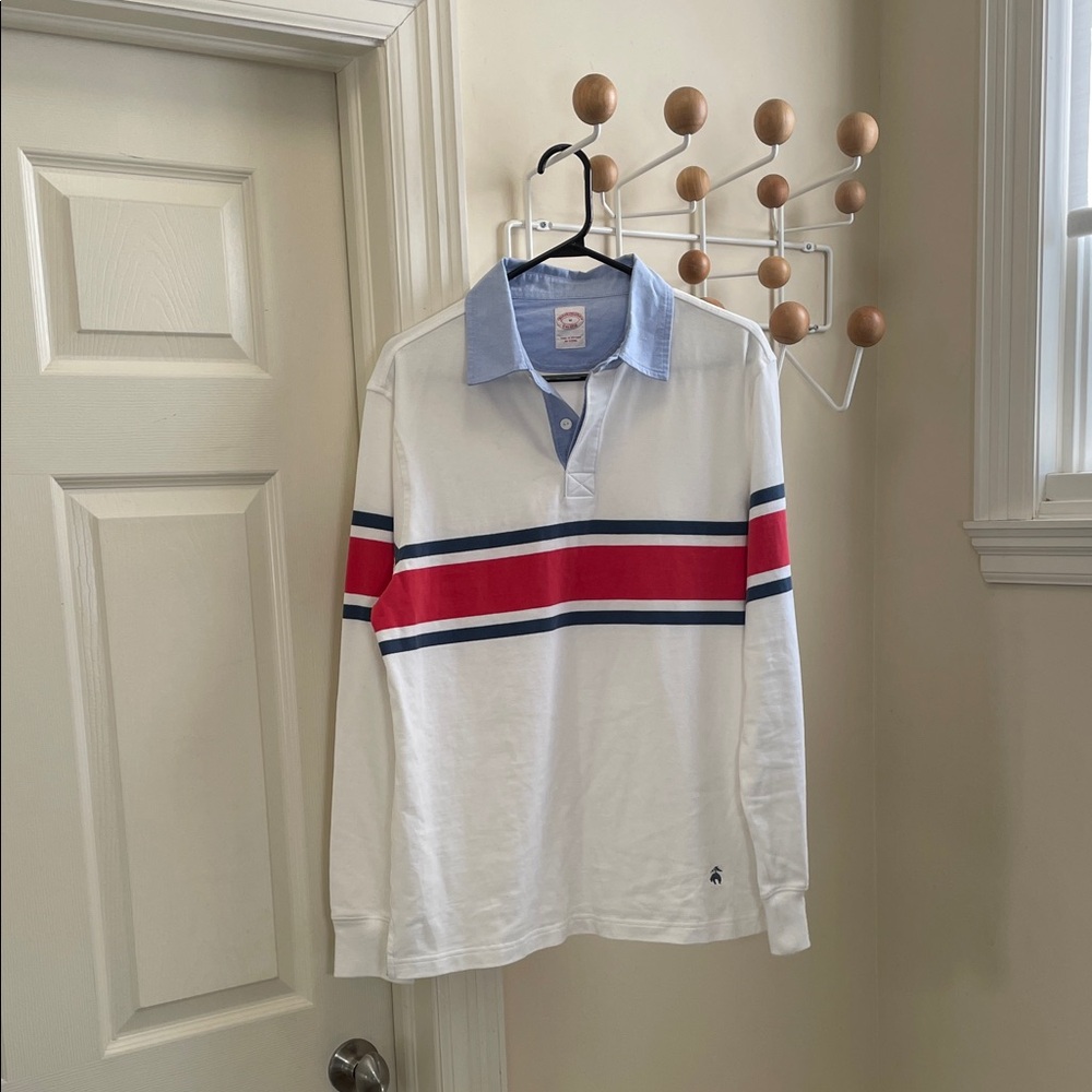Brooks Brothers - Classic Preppy Ruby Long Sleeve Collar Shirt - White / Red - M